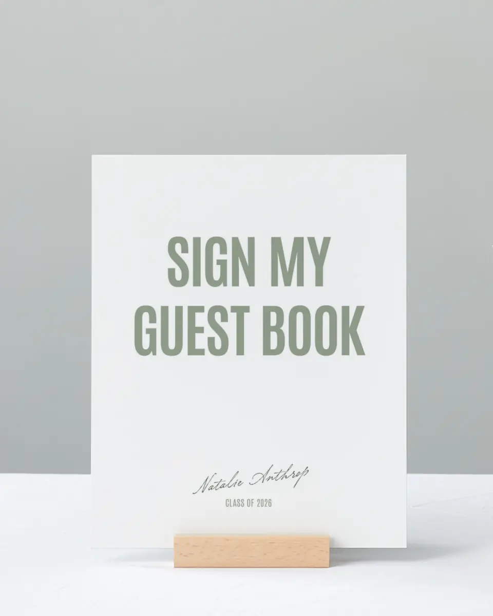 This is a 8" x 10" Guestbook Grad Sign called Shining Brilliance printed in full color with Gold foil