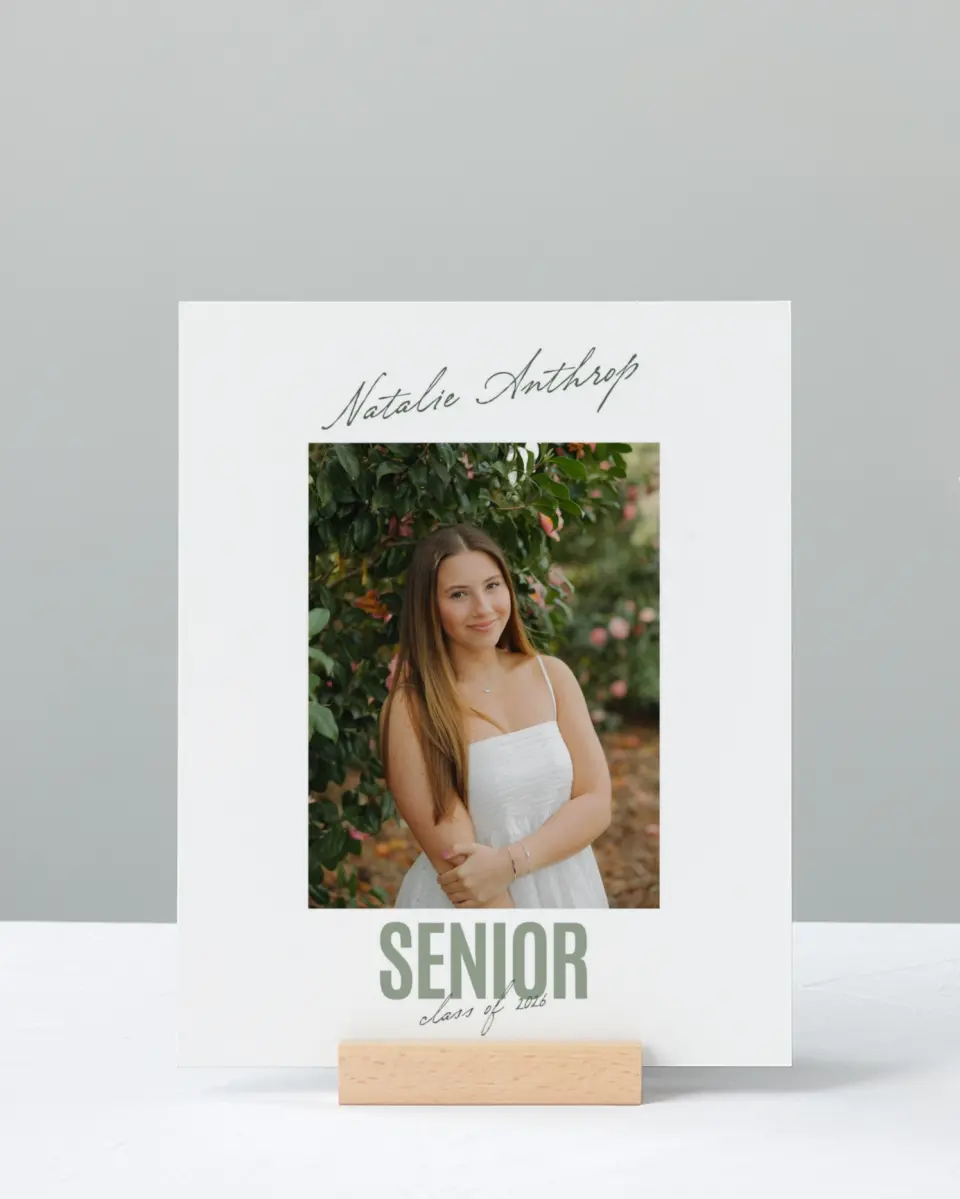 This is a 8" x 10" Photo Grad Sign called Shining Brilliance printed in full color with Gold foil