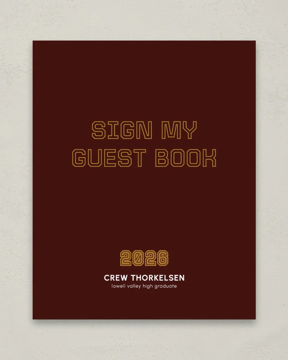 This is a 8" x 10" Guestbook Grad Sign called Competitive Nature printed in full color