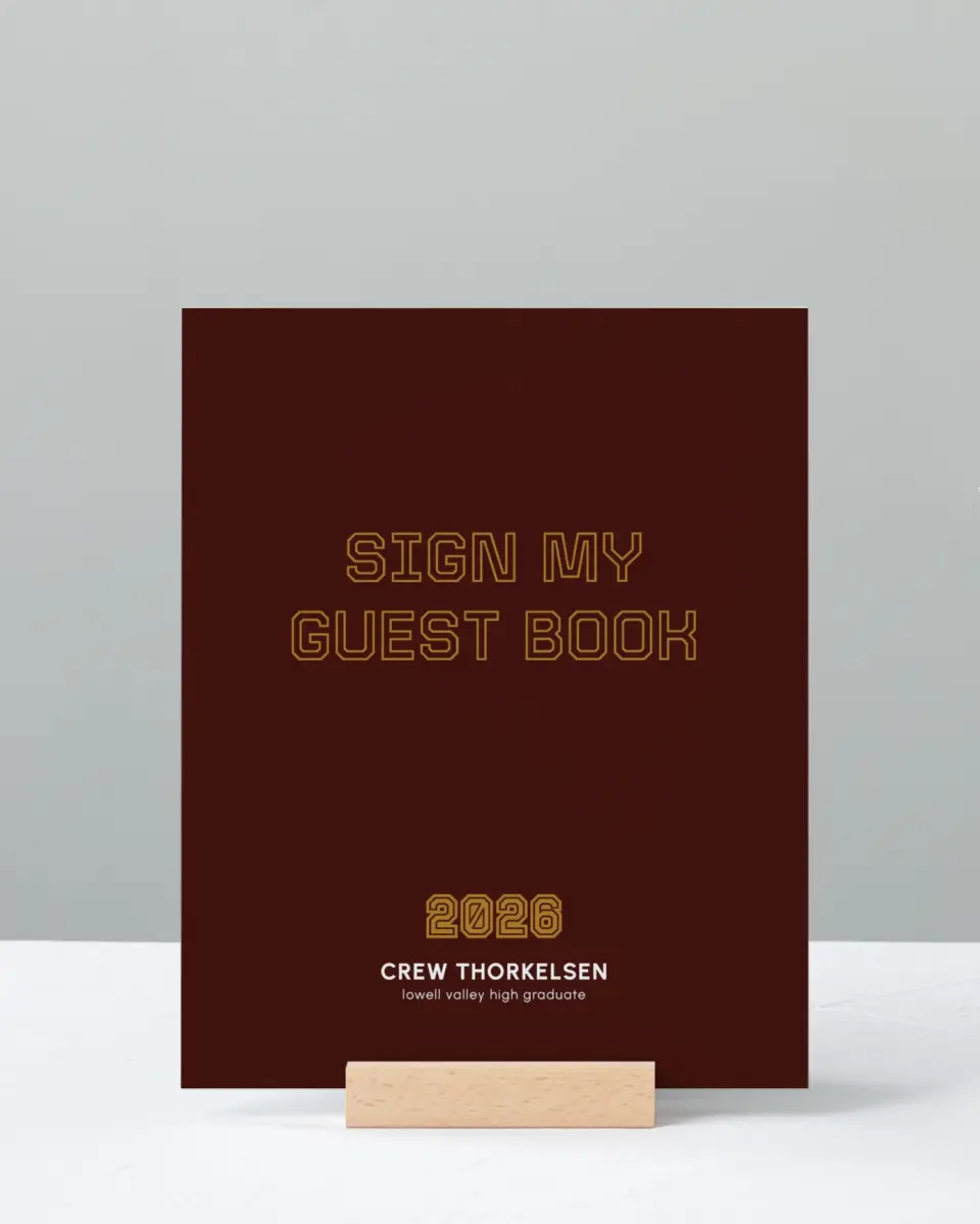 This is a 8" x 10" Guestbook Grad Sign called Competitive Nature printed in full color