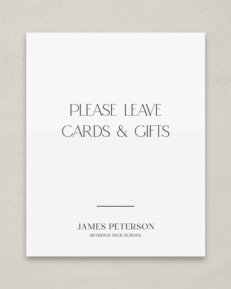 This is a 8" x 10" Cards & Gifts Grad Sign called Most Classic printed in full color
