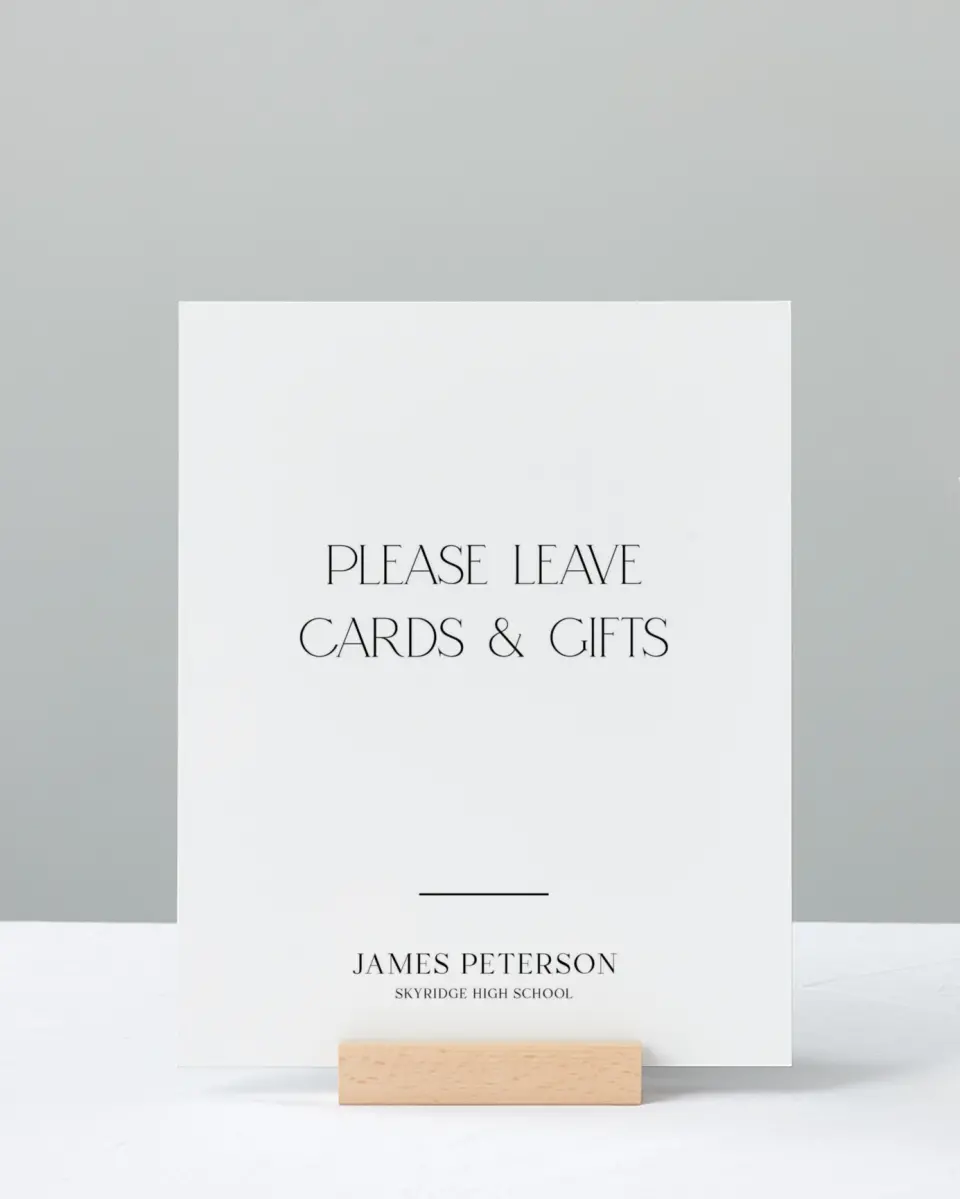 This is a 8" x 10" Cards & Gifts Grad Sign called Most Classic printed in full color