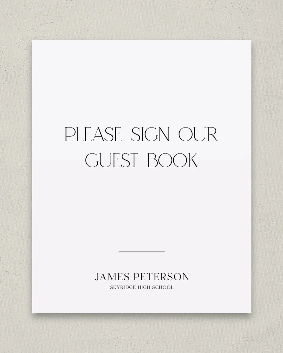 This is a 8" x 10" Guestbook Grad Sign called Most Classic printed in full color
