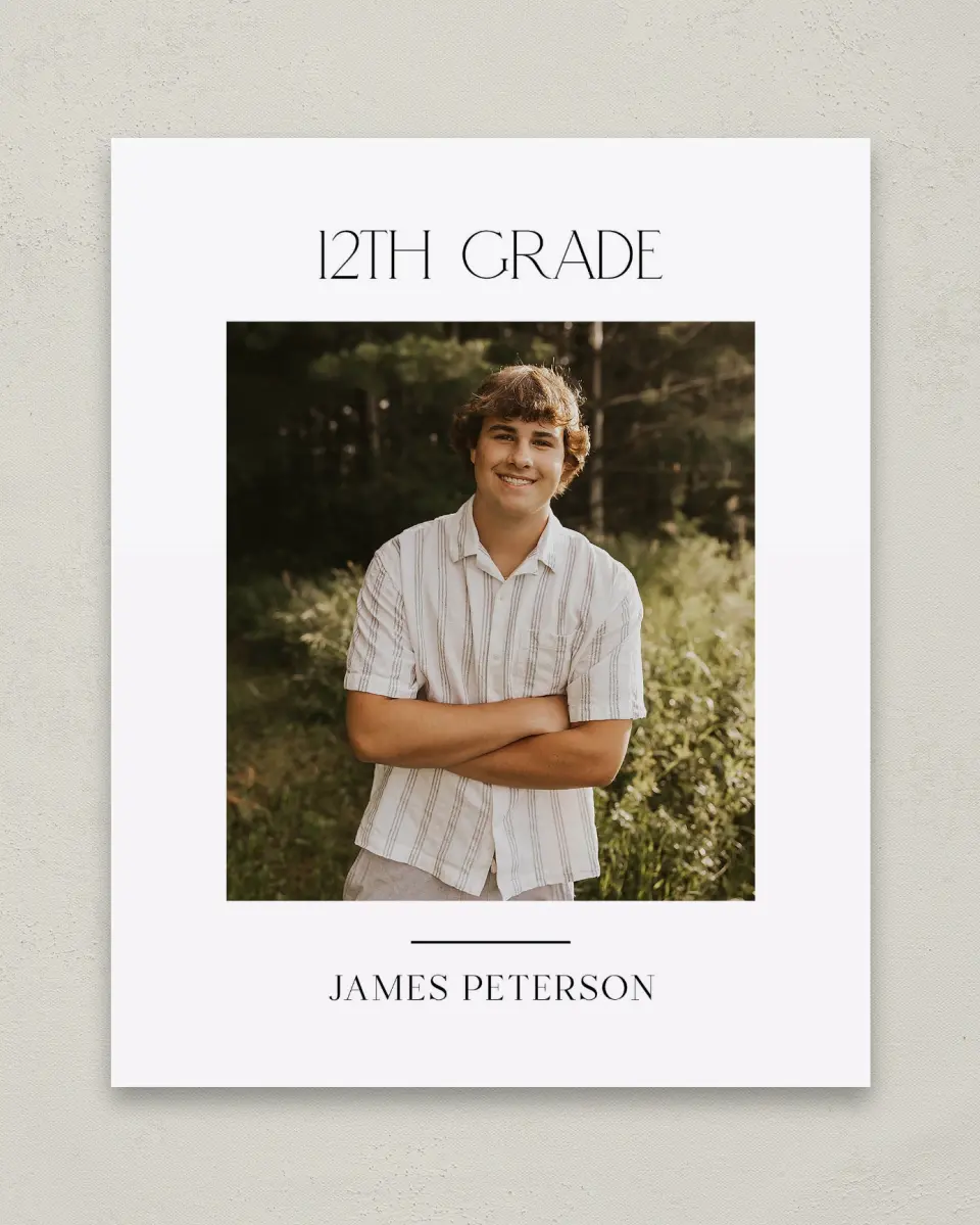 This is a 8" x 10" Photo Grad Sign called Most Classic printed in full color with Gold foil