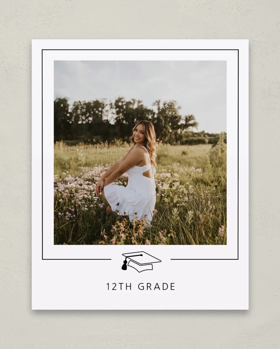 This is a 8" x 10" Photo Grad Sign called Modern Grad printed in full color with Gold foil