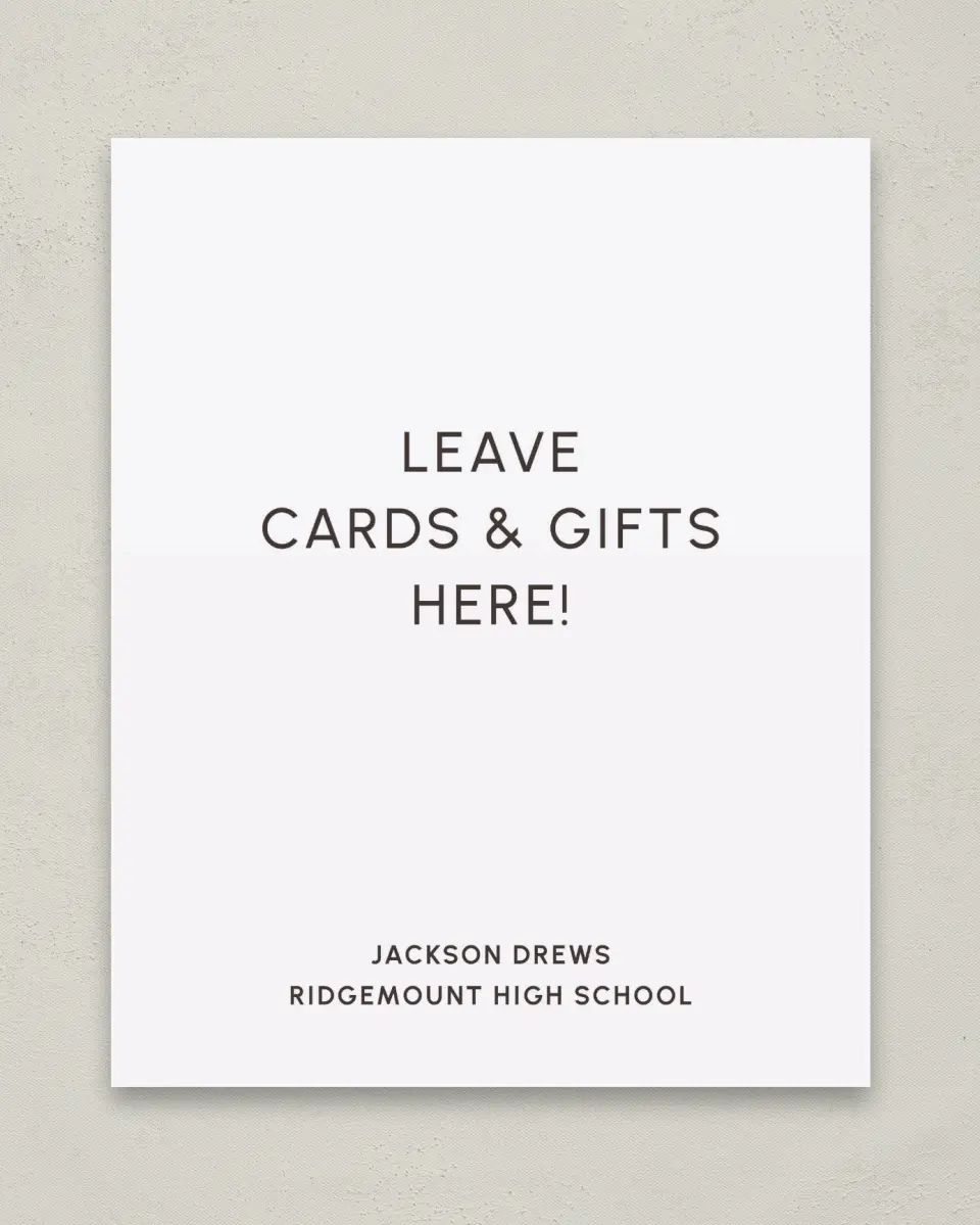 This is a 8" x 10" Cards & Gifts Grad Sign called Simple Graduate printed in full color