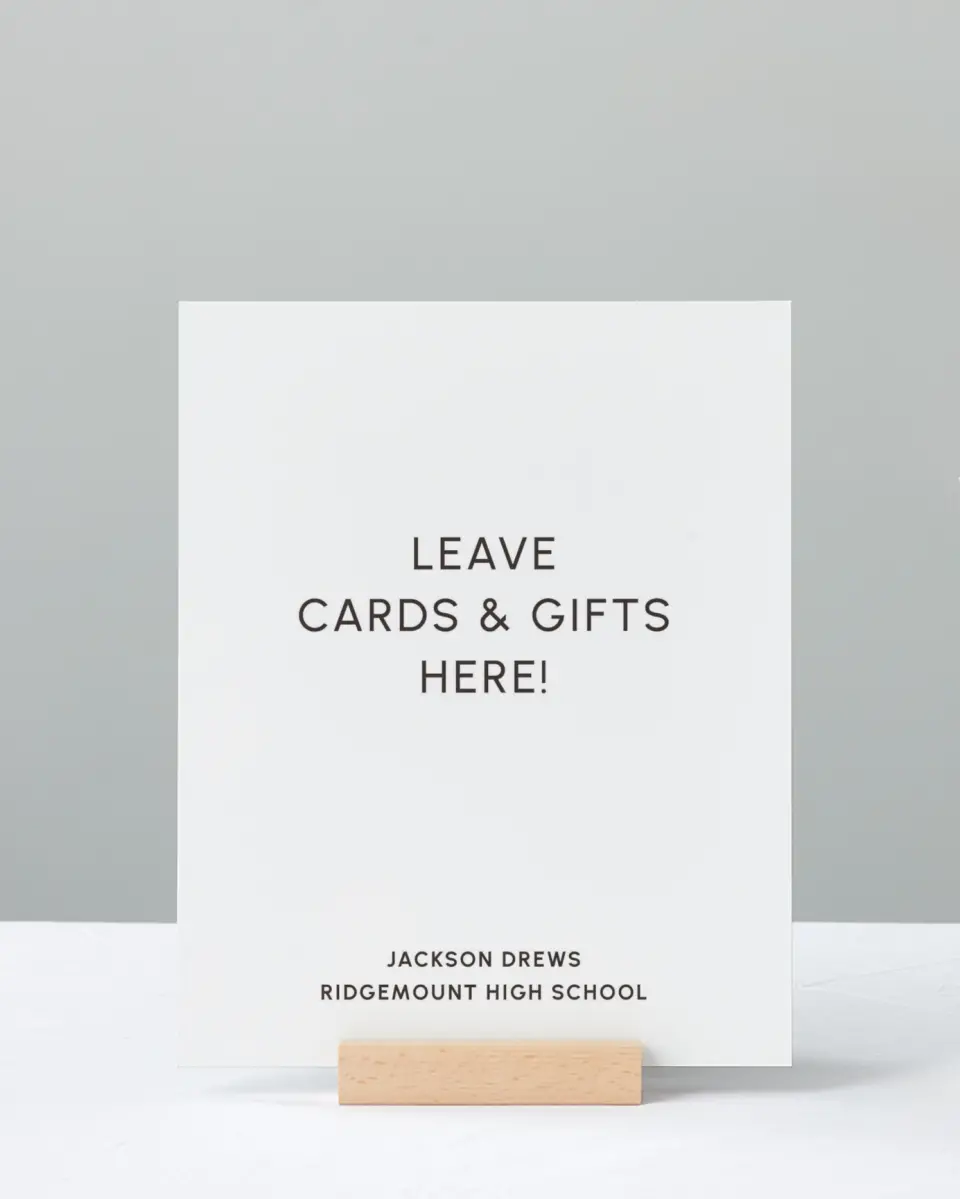 This is a 8" x 10" Cards & Gifts Grad Sign called Simple Graduate printed in full color