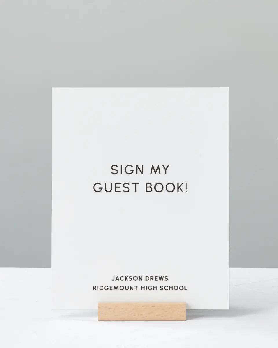 This is a 8" x 10" Guestbook Grad Sign called Simple Graduate printed in full color