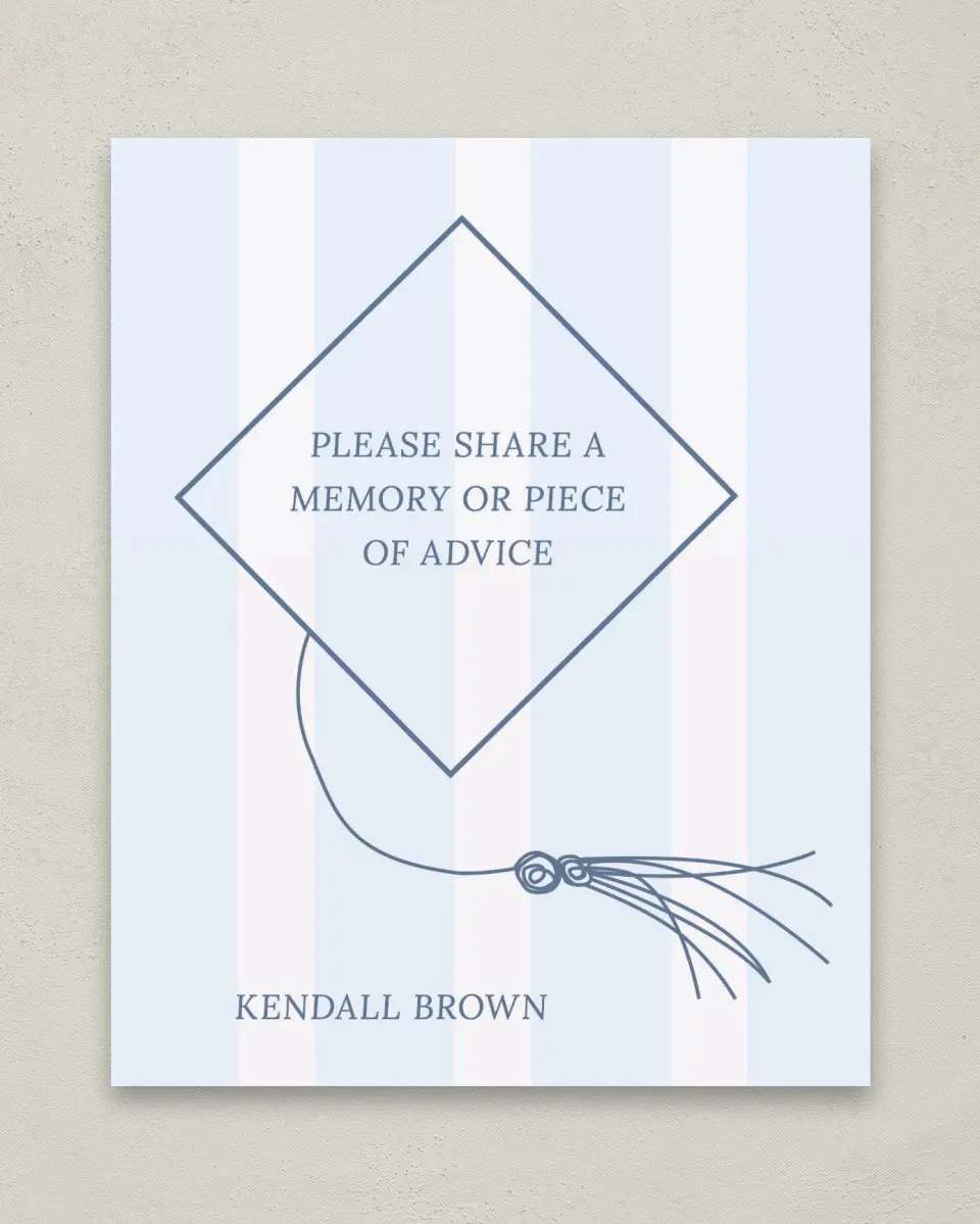 This is a 8" x 10" Memory & Advice Grad Sign called Graduation Art printed in full color