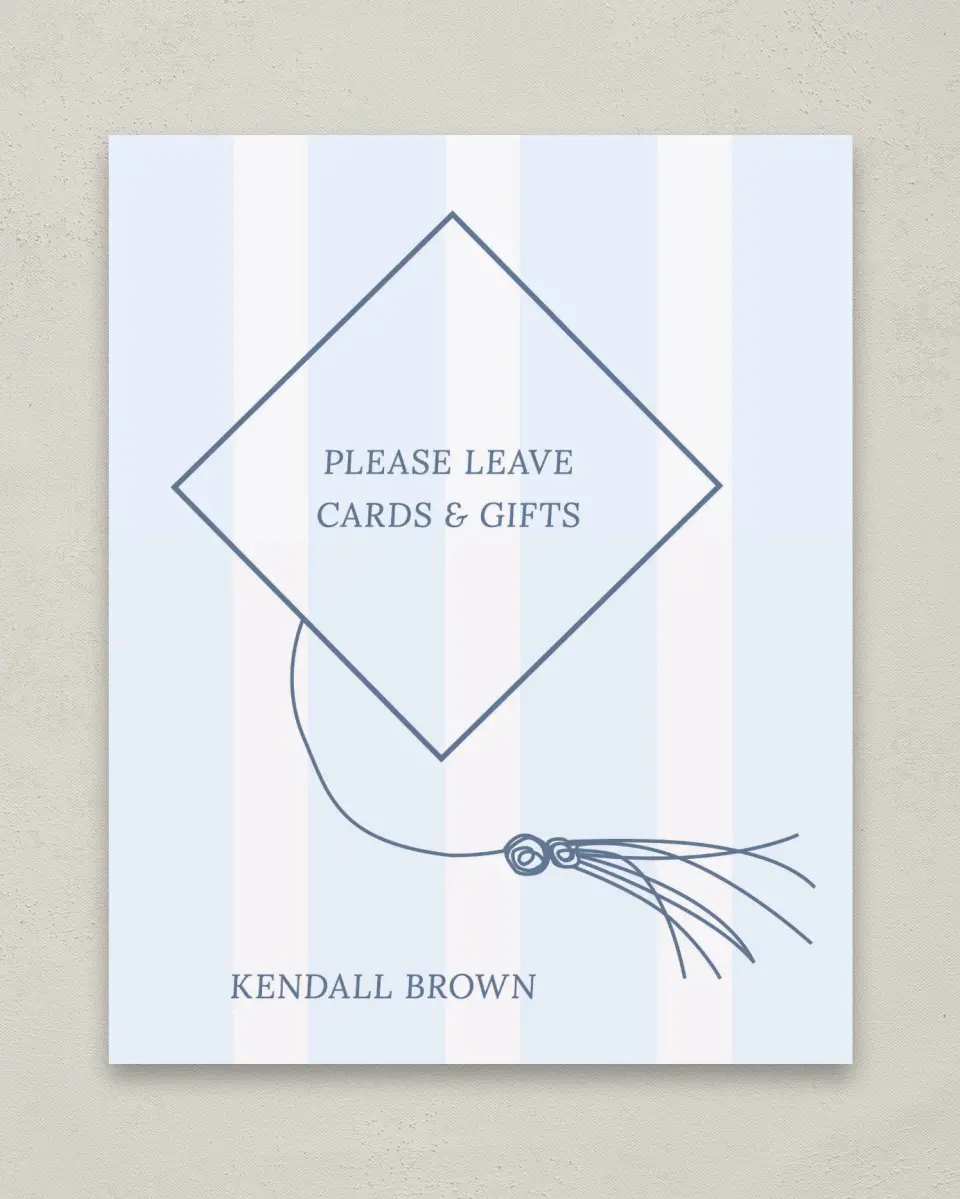 This is a 8" x 10" Cards & Gifts Grad Sign called Graduation Art printed in full color with Gold foil