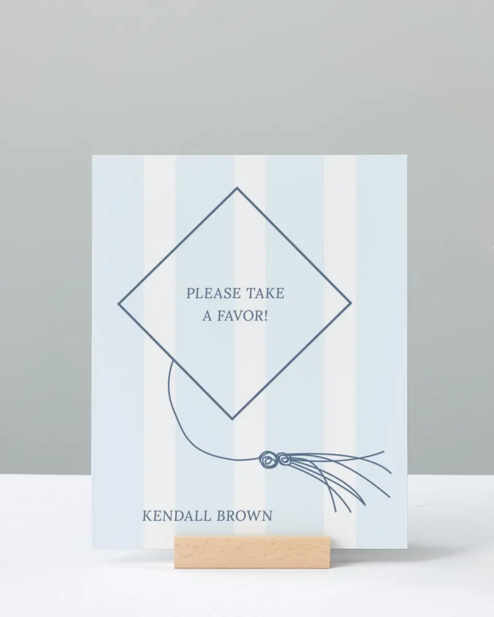 This is a 8" x 10" Take a Favor Grad Sign called Graduation Art printed in full color