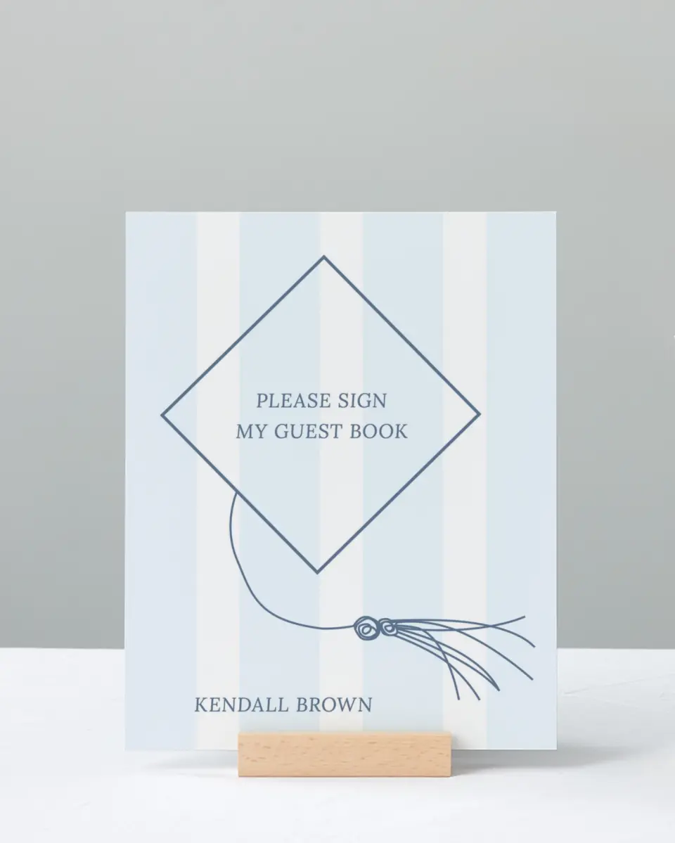 This is a 8" x 10" Guestbook Grad Sign called Graduation Art printed in full color with Gold foil