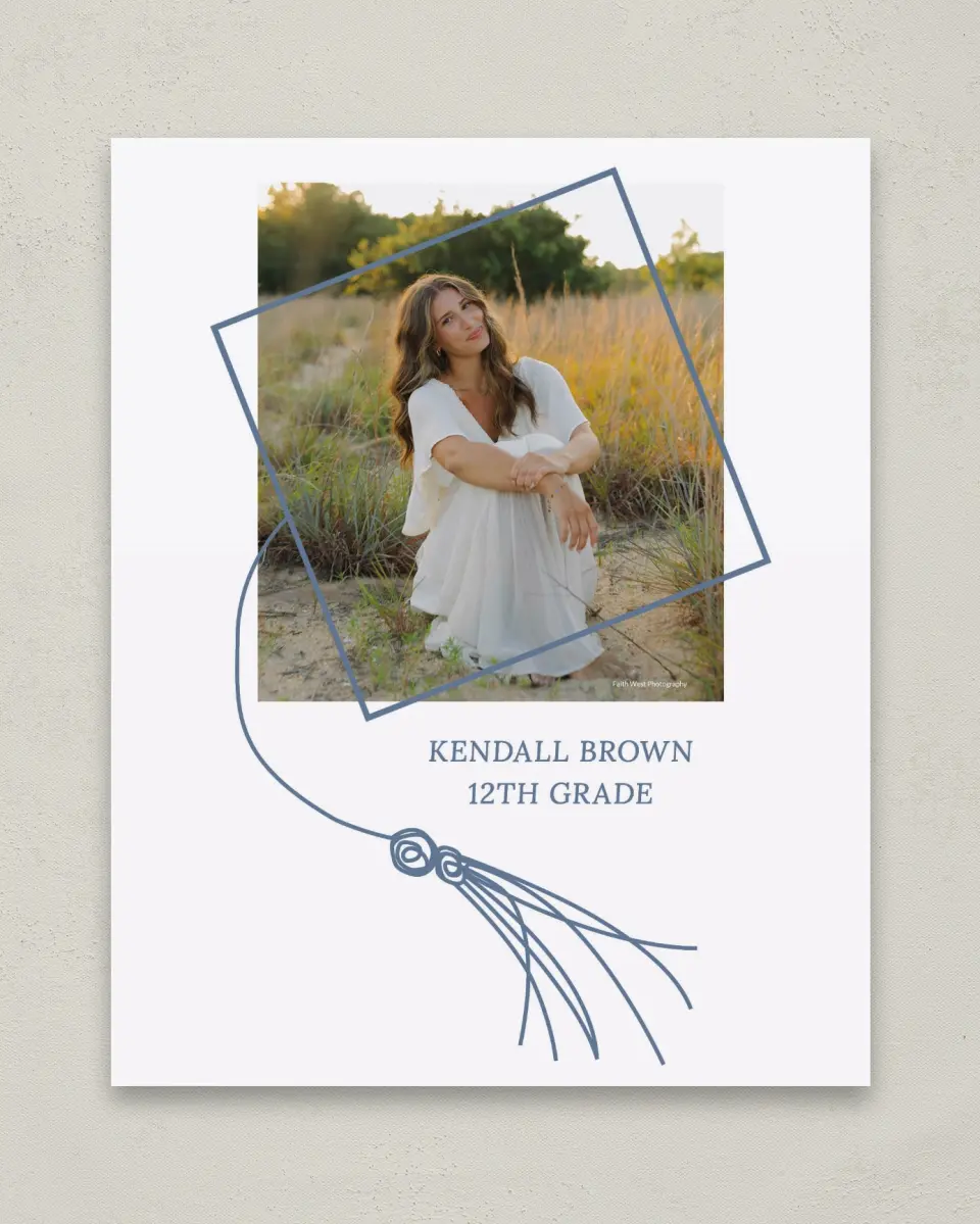 This is a 8" x 10" Photo Grad Sign called Graduation Art printed in full color with Gold foil