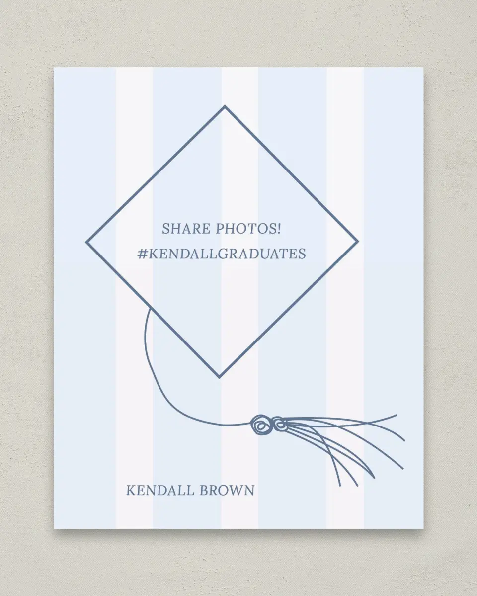 This is a 8" x 10" Let's Celebrate & Snap a Photo Grad Sign called Graduation Art printed in full color