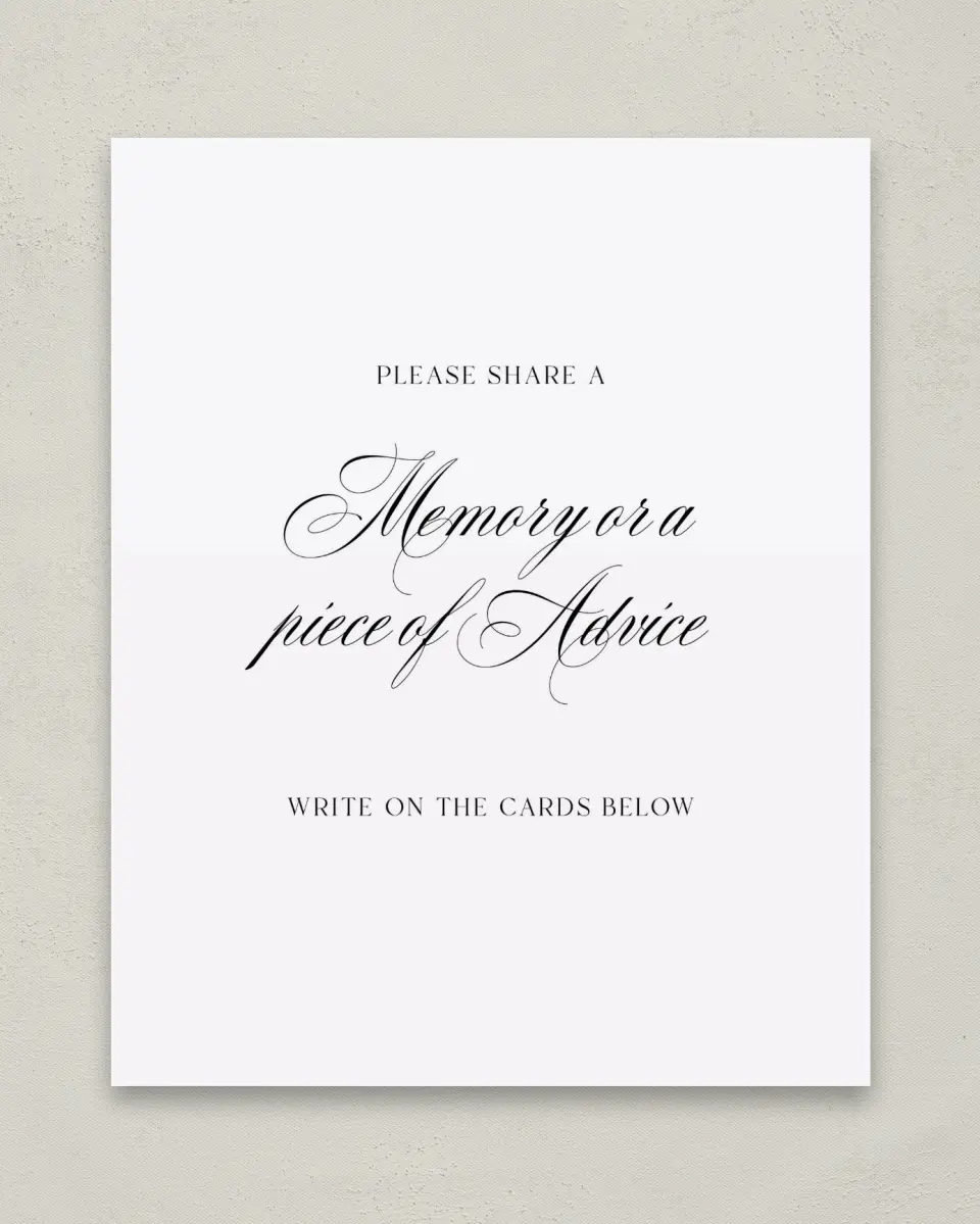 This is a 8" x 10" Memory & Advice Grad Sign called Graduate Script printed in full color