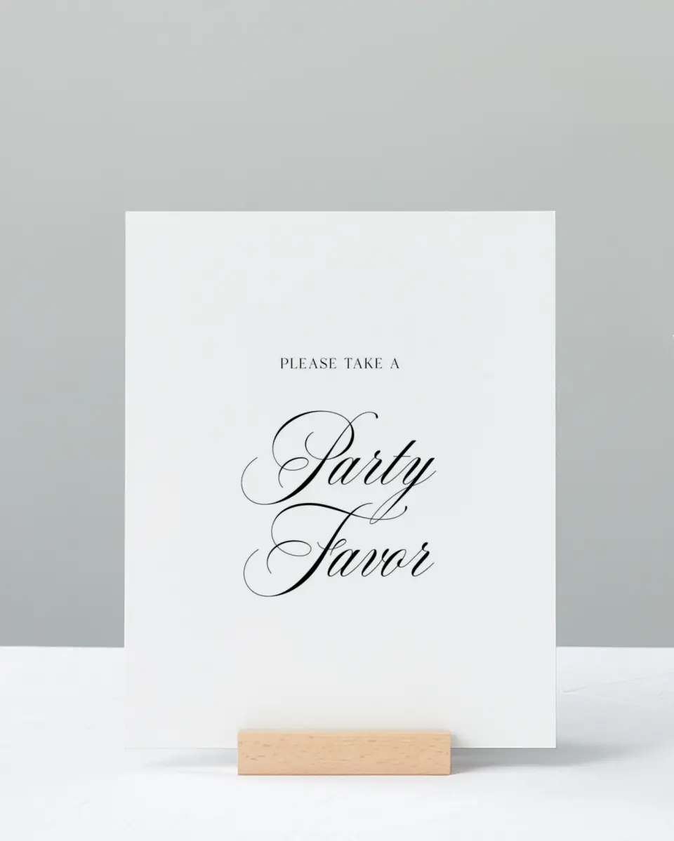 This is a 8" x 10" Take a Favor Grad Sign called Graduate Script printed in full color with Silver foil