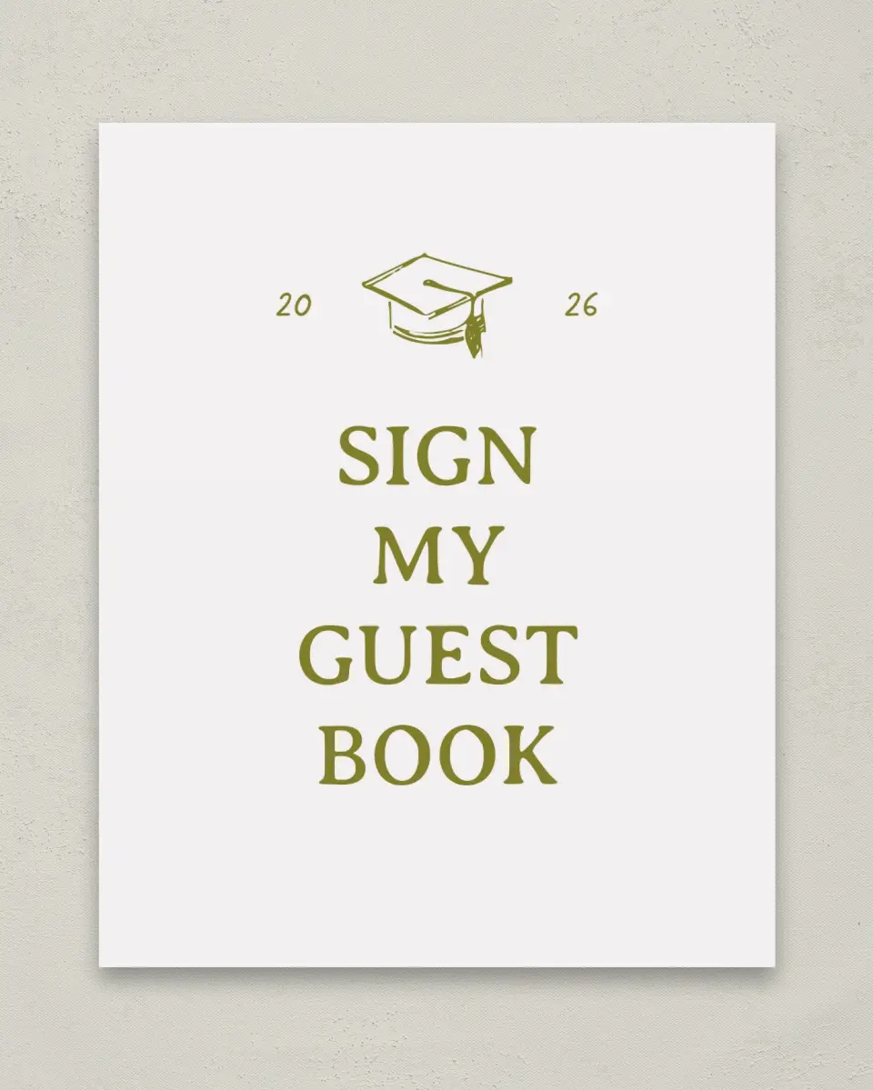 This is a 8" x 10" Guestbook Grad Sign called Grad Frame Art printed in full color