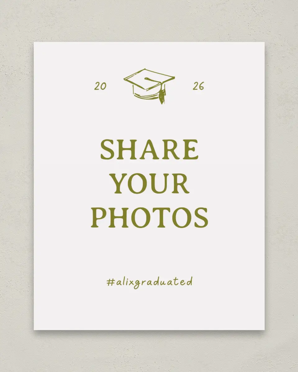 This is a 8" x 10" Let's Celebrate & Snap a Photo Grad Sign called Grad Frame Art printed in full color