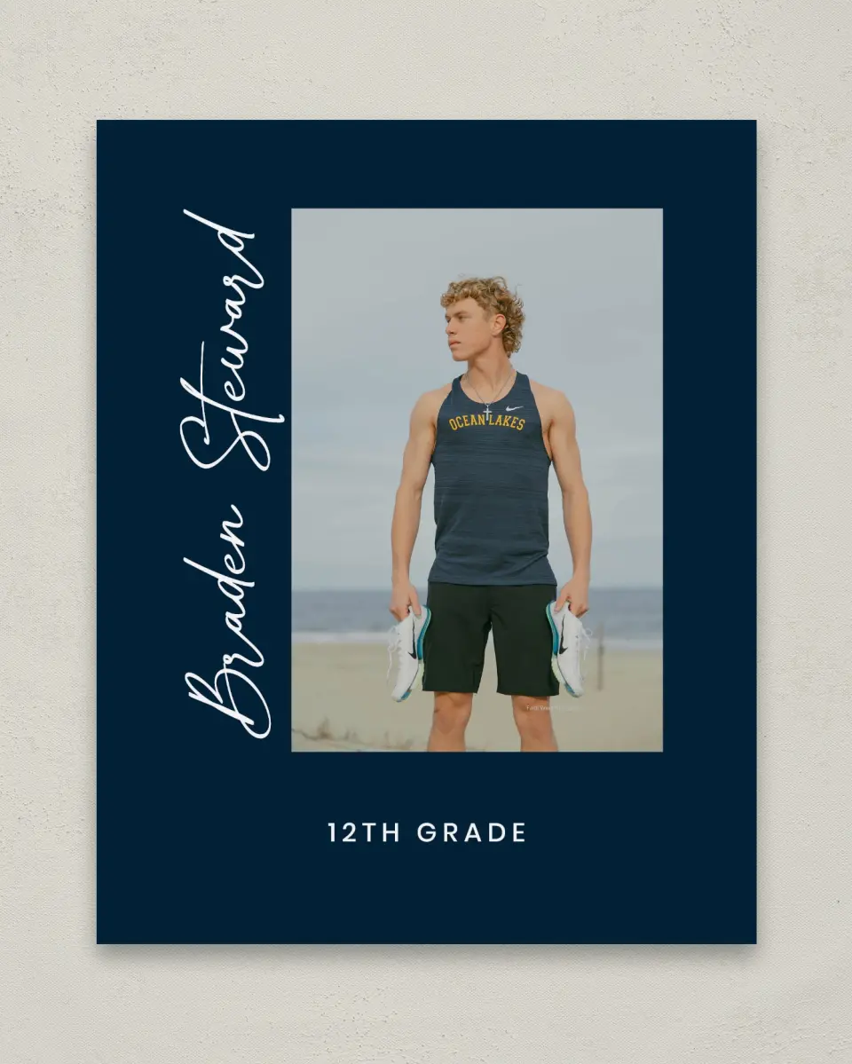 This is a 8" x 10" Photo Grad Sign called Sporty Grad printed in full color