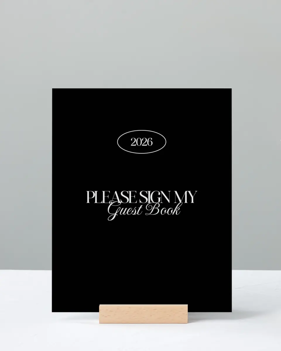 This is a 8" x 10" Guestbook Grad Sign called Retro Grad printed in full color with Silver foil