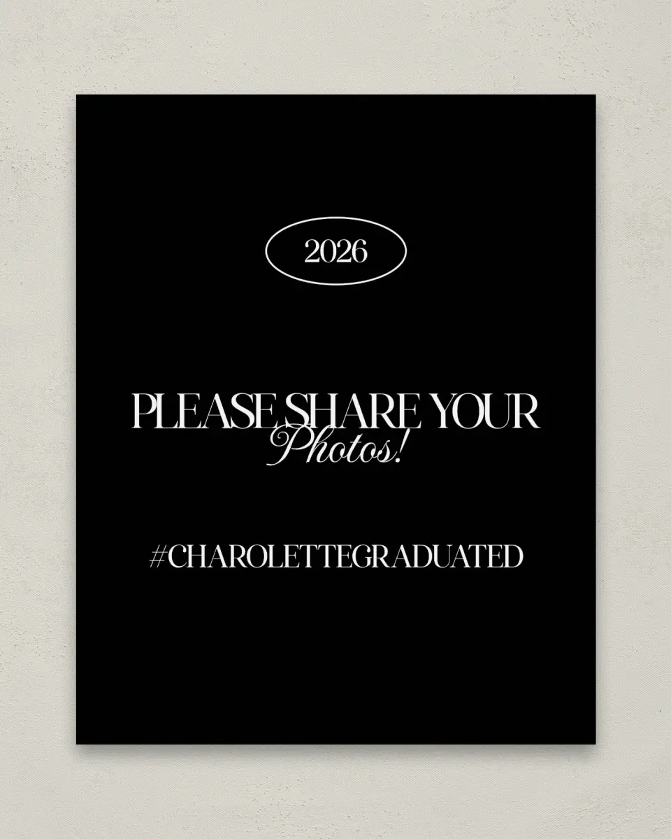 This is a 8" x 10" Let's Celebrate & Snap a Photo Grad Sign called Retro Grad printed in full color