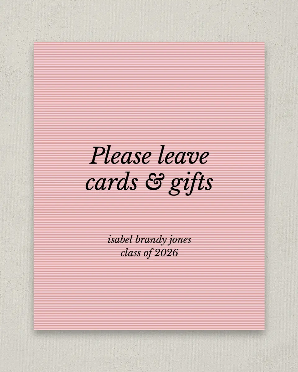 This is a 8" x 10" Cards & Gifts Grad Sign called Snapshot Graduate printed in full color
