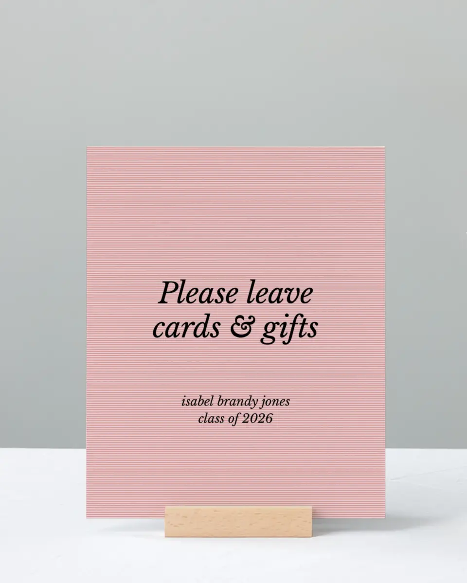 This is a 8" x 10" Cards & Gifts Grad Sign called Snapshot Graduate printed in full color with Gold foil