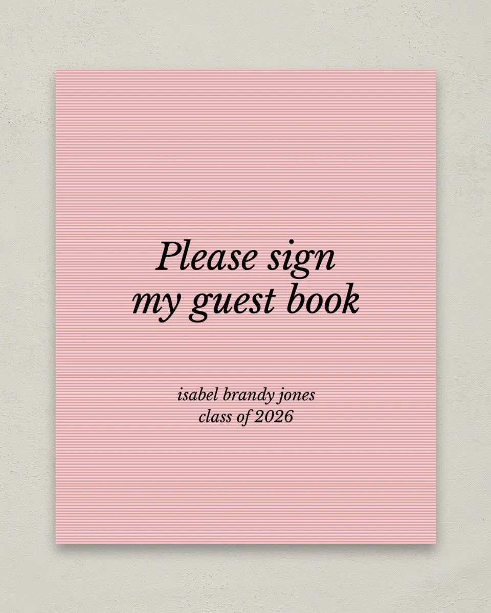This is a 8" x 10" Guestbook Grad Sign called Snapshot Graduate printed in full color