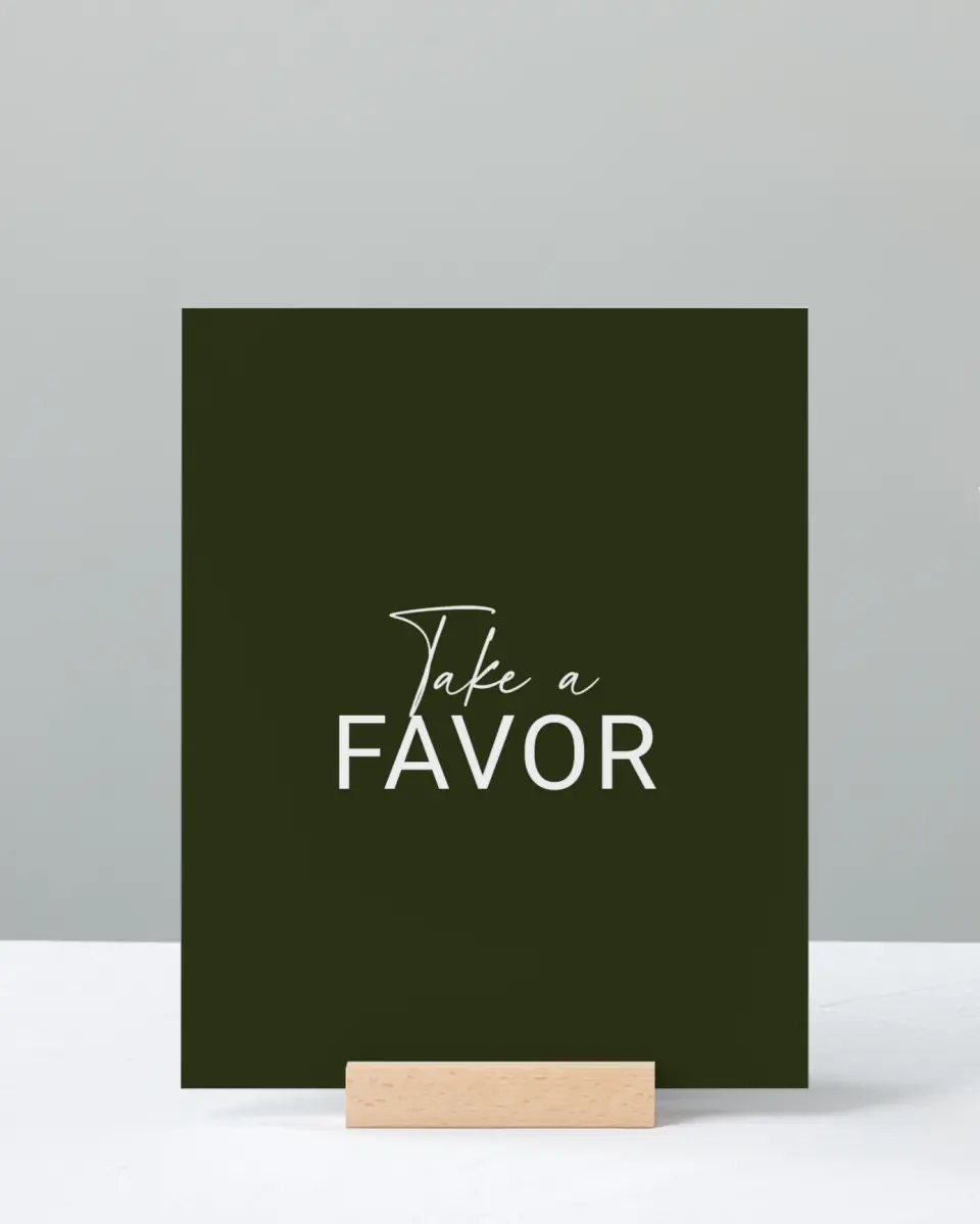 This is a 8" x 10" Take a Favor Grad Sign called Forward Bound printed in full color with Silver foil