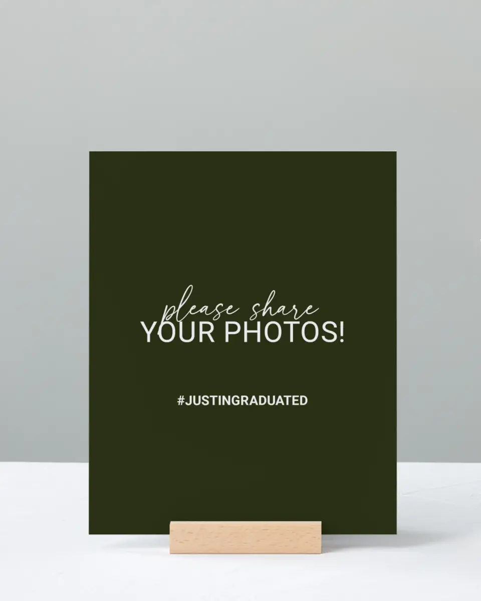 This is a 8" x 10" Let's Celebrate & Snap a Photo Grad Sign called Forward Bound printed in full color with Silver foil