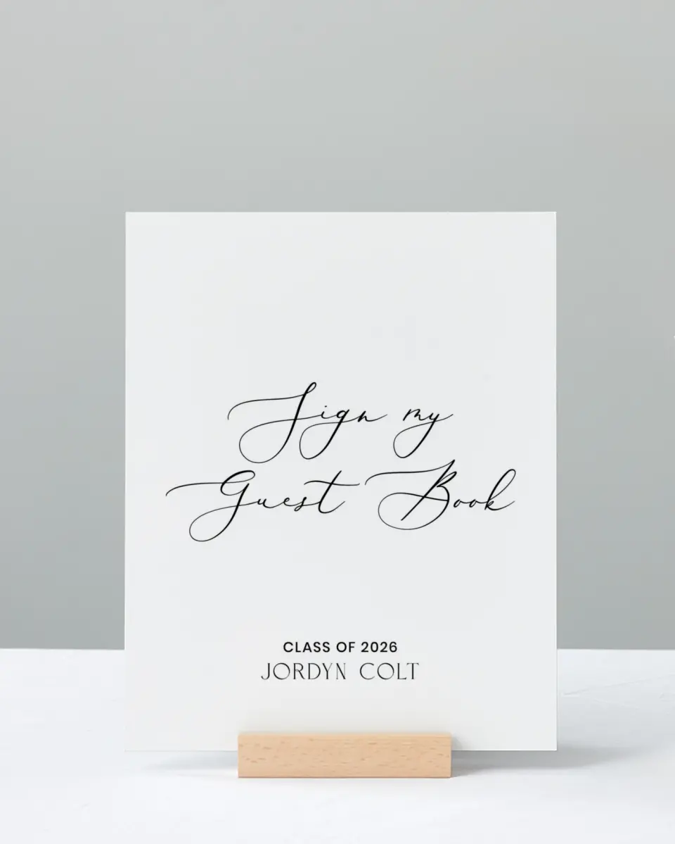 This is a 8" x 10" Guestbook Grad Sign called Refined Moment printed in full color with Gold foil