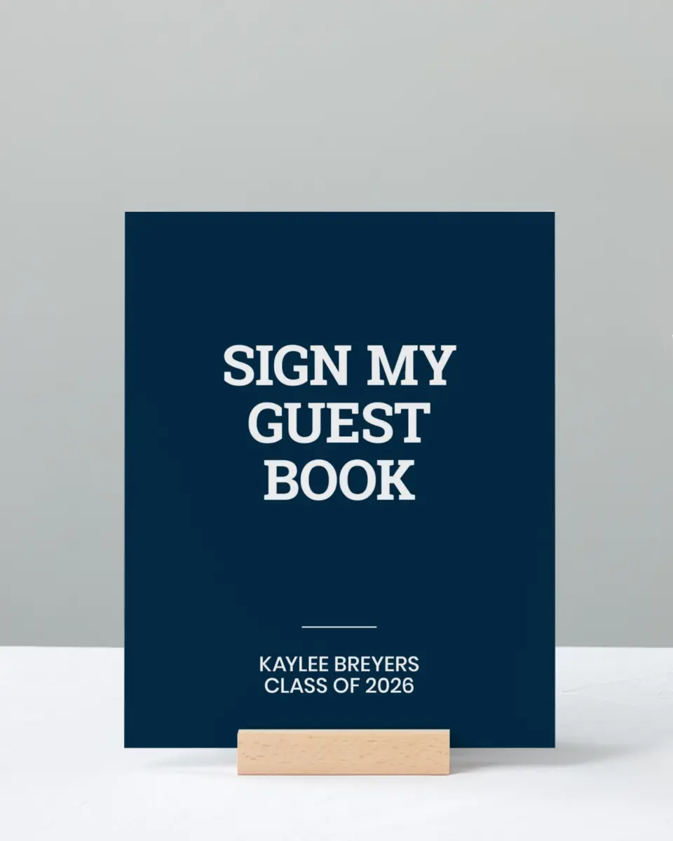 This is a 8" x 10" Guestbook Grad Sign called Sports Graduate printed in full color
