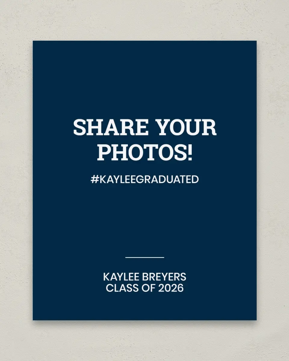 This is a 8" x 10" Let's Celebrate & Snap a Photo Grad Sign called Sports Graduate printed in full color