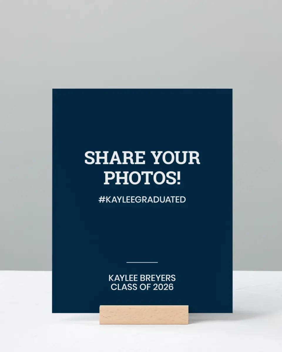 This is a 8" x 10" Let's Celebrate & Snap a Photo Grad Sign called Sports Graduate printed in full color