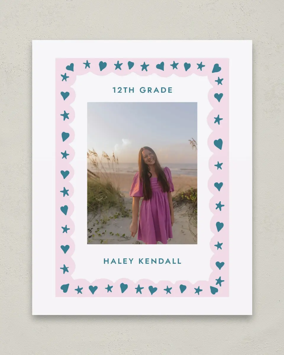 This is a 8" x 10" Photo Grad Sign called Fun Grad printed in full color with Gold foil