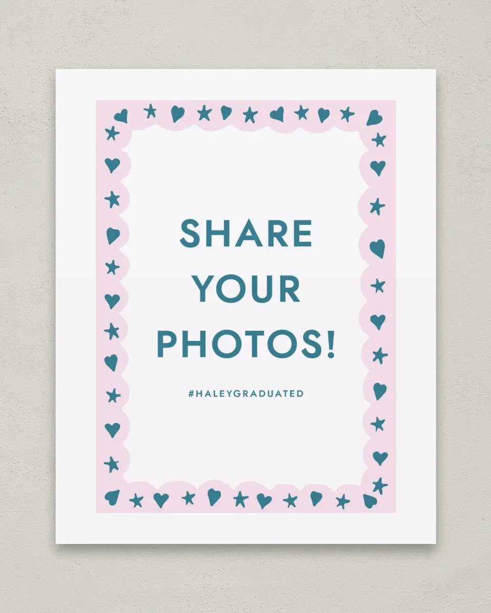 This is a 8" x 10" Let's Celebrate & Snap a Photo Grad Sign called Fun Grad printed in full color