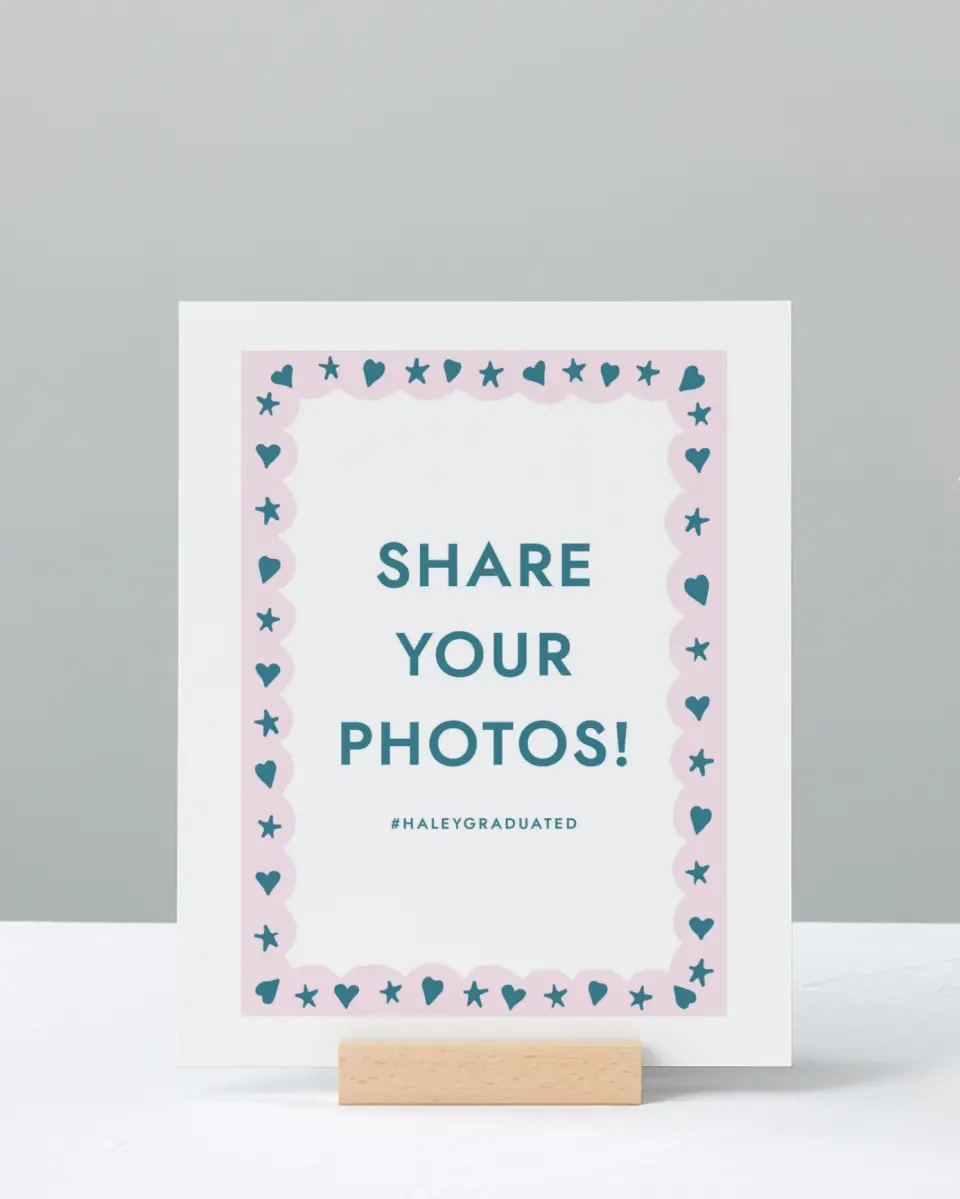 This is a 8" x 10" Let's Celebrate & Snap a Photo Grad Sign called Fun Grad printed in full color