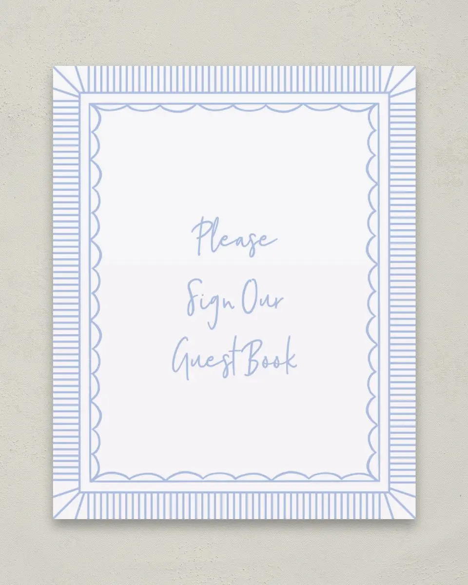 This is a 8" x 10" Guest Book Sign called Framed in Flowers printed in full color with Gold foil