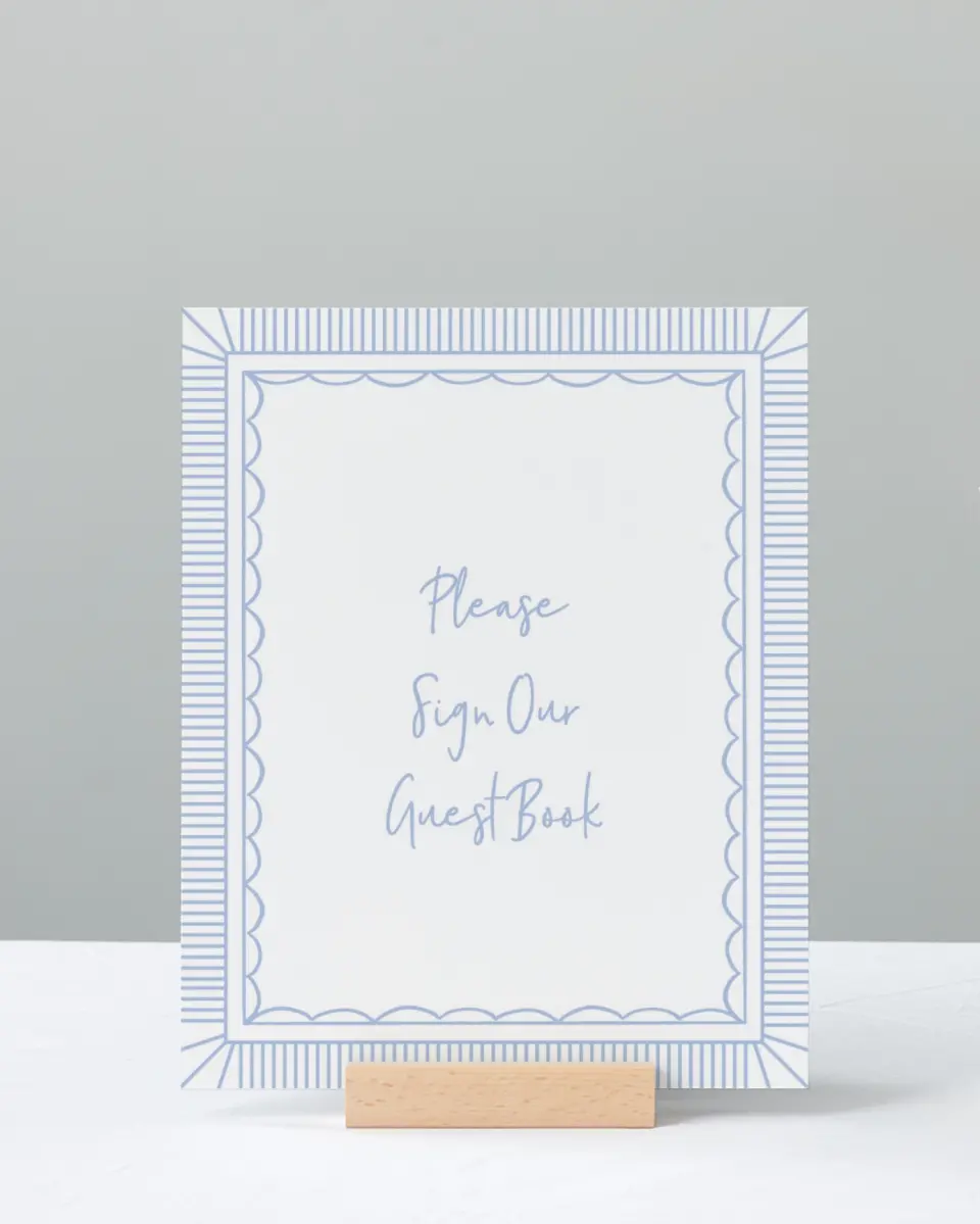 This is a 8" x 10" Guest Book Sign called Framed in Flowers printed in full color with Gold foil