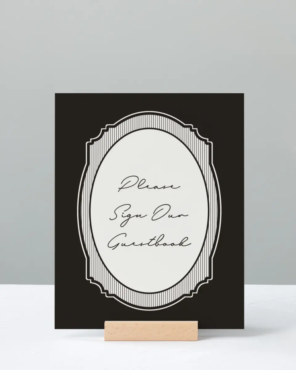 This is a 8" x 10" Guest Book Sign called Opulent Endearment printed in full color with Gold foil