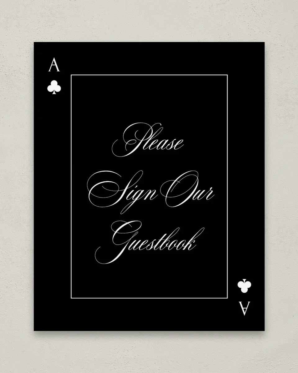 This is a 8" x 10" Guest Book Sign called Elevated Vegas printed in full color with Gold foil