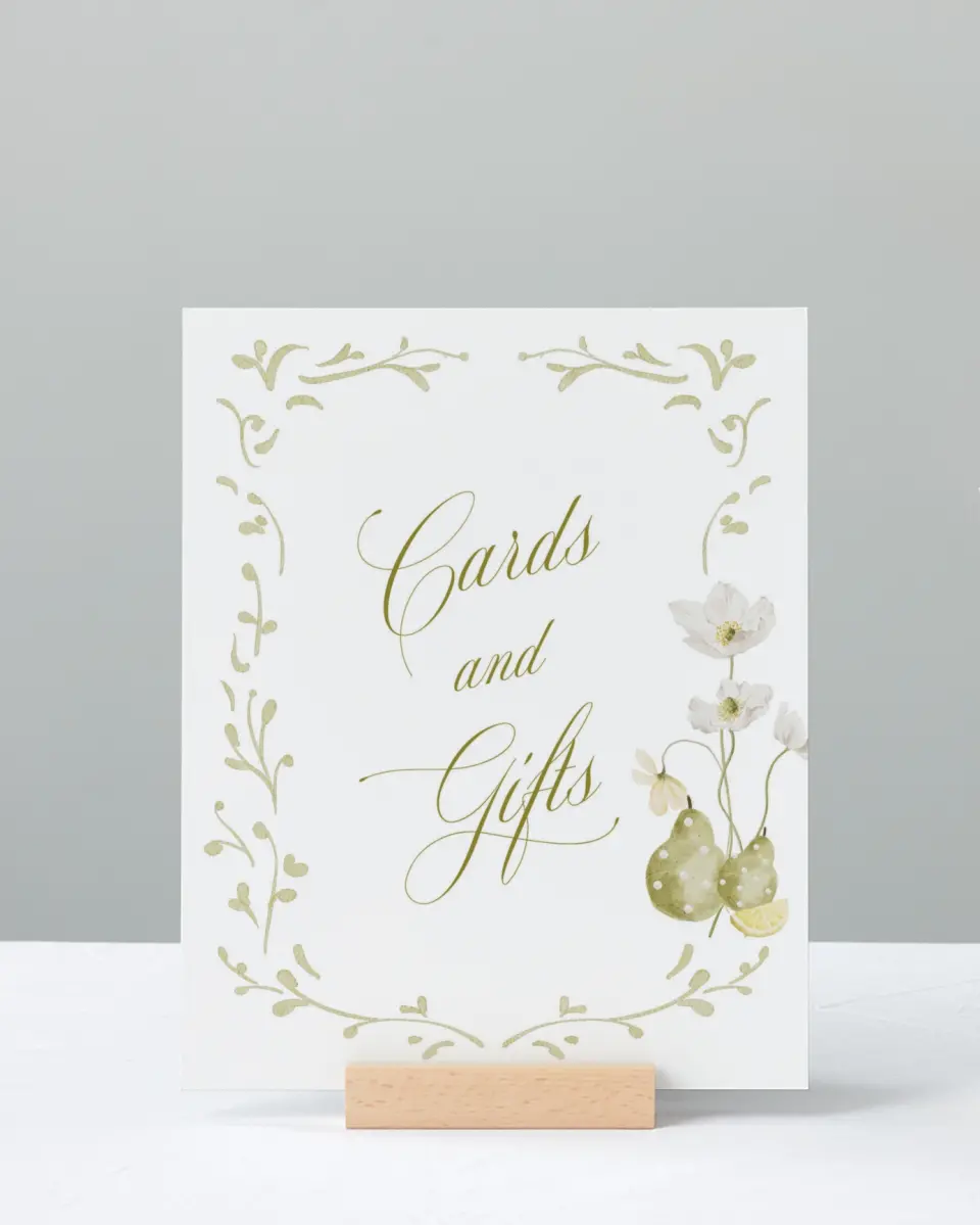This is a 8" x 10" Cards & Gifts Sign called Perfect Pear printed in full color