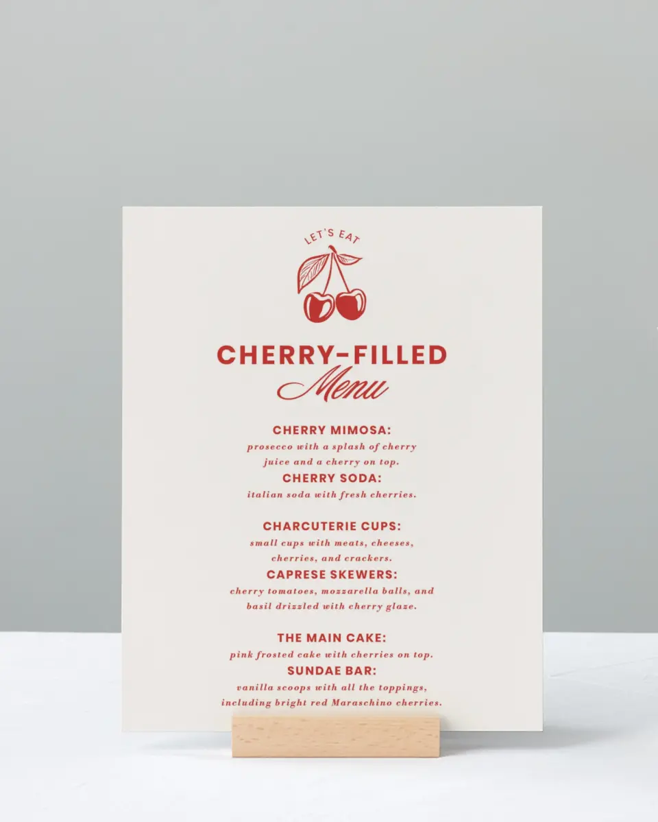 This is a 8" x 10" Bachelorette Party Thank You Card called Cherry on Top printed in full color