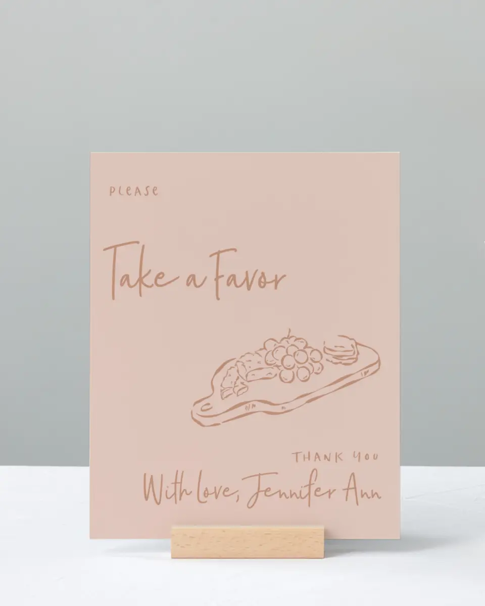 This is a 8" x 10" Favor Sign called Meant to Brie printed in full color
