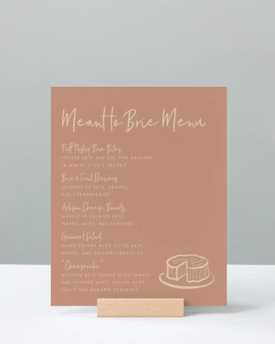 This is a 8" x 10" Bachelorette Party Thank You Card called Meant to Brie printed in full color