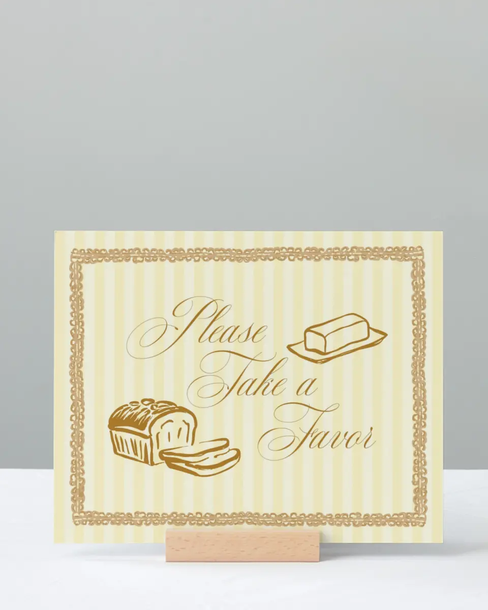 This is a 8" x 10" Take a Favor Baby Shower Sign called Toast to Baby printed in full color