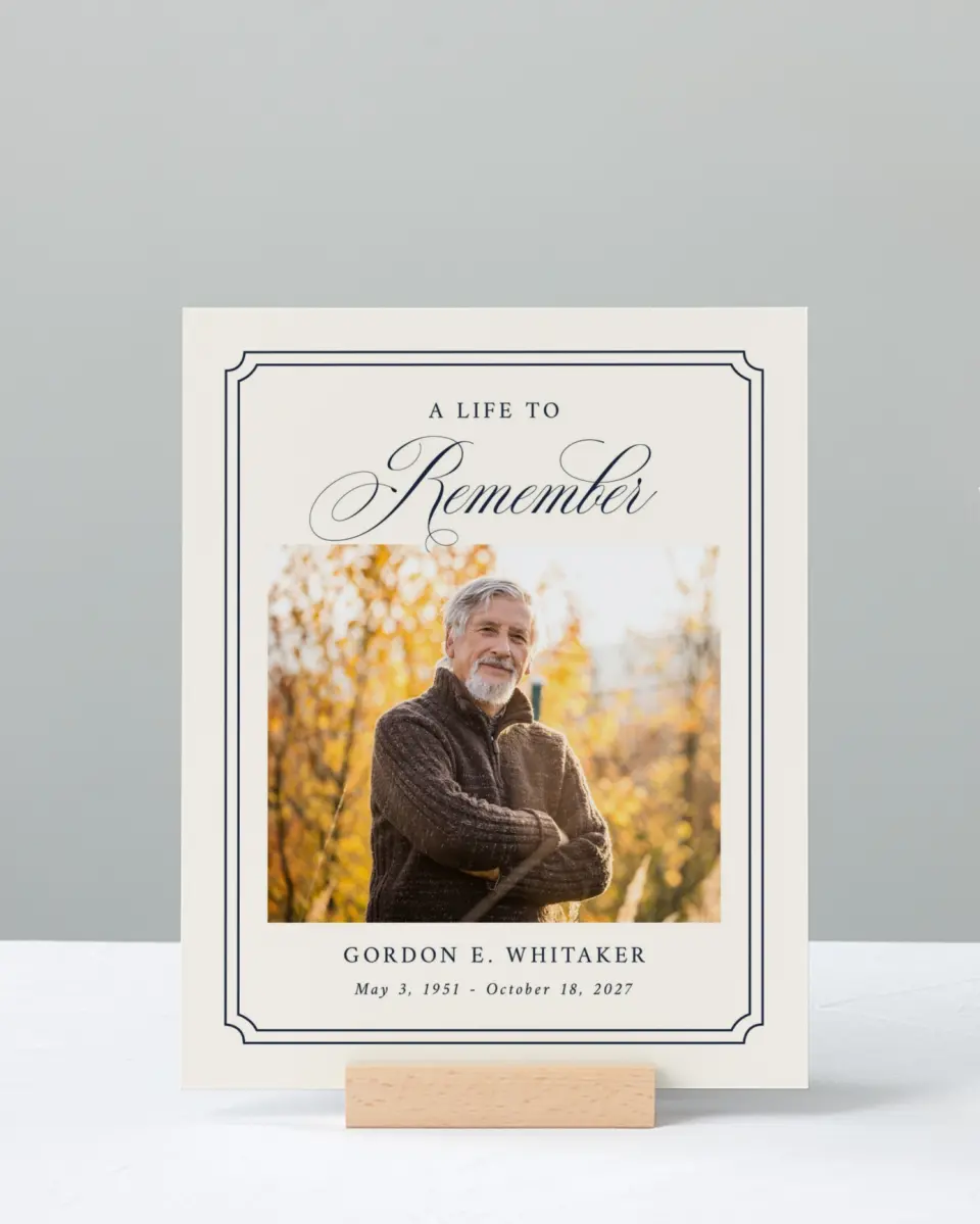 This is a 8" x 10" Memorial Sign called Framed Remembrance printed in full color