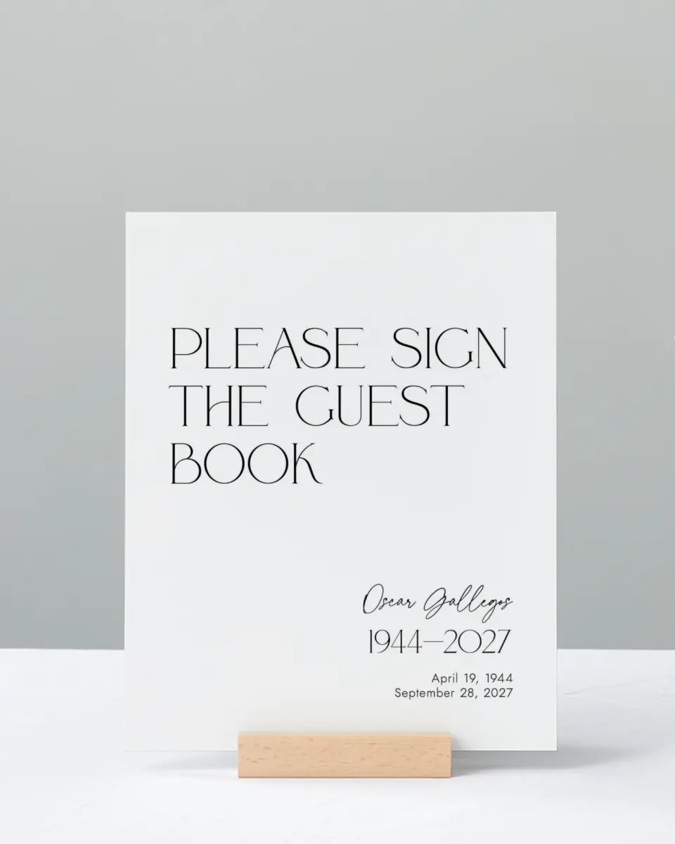 This is a 8" x 10" Memorial Sign called Honorable Life printed in full color