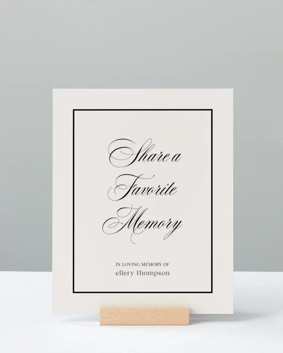 This is a 8" x 10" Memorial Sign called New Light printed in full color with Rose Gold foil