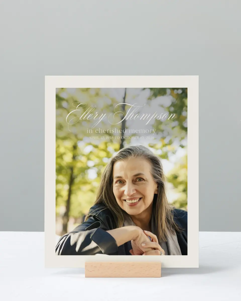 This is a 8" x 10" Memorial Sign called New Light printed in full color